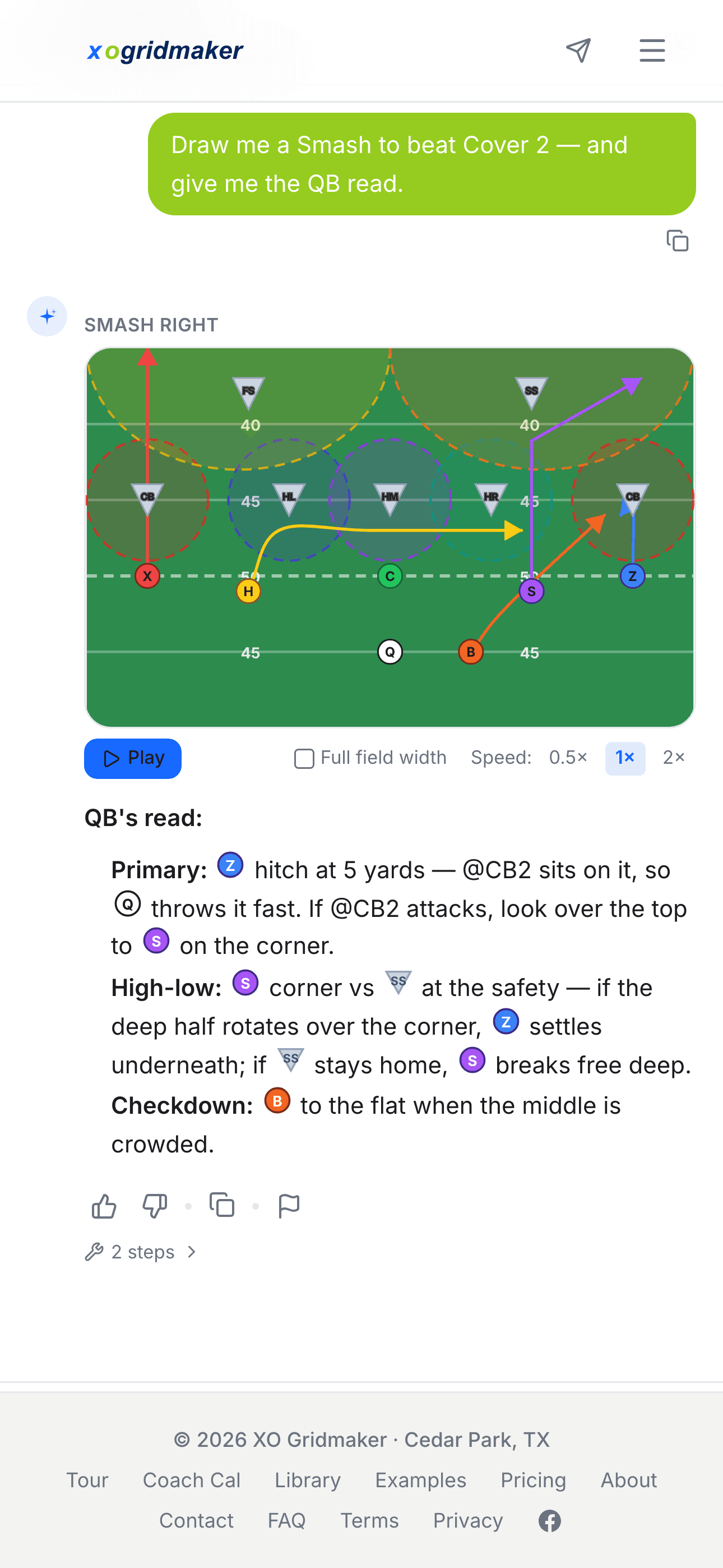 Coach Cal assisting with a football play on a phone